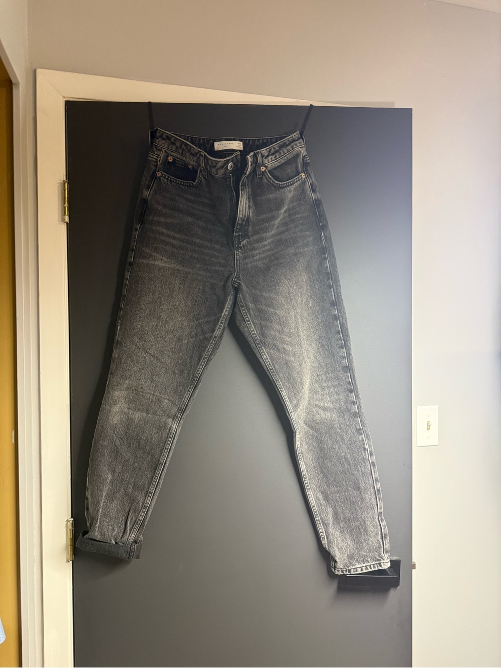 Topshop Black Washed Mom Jeans